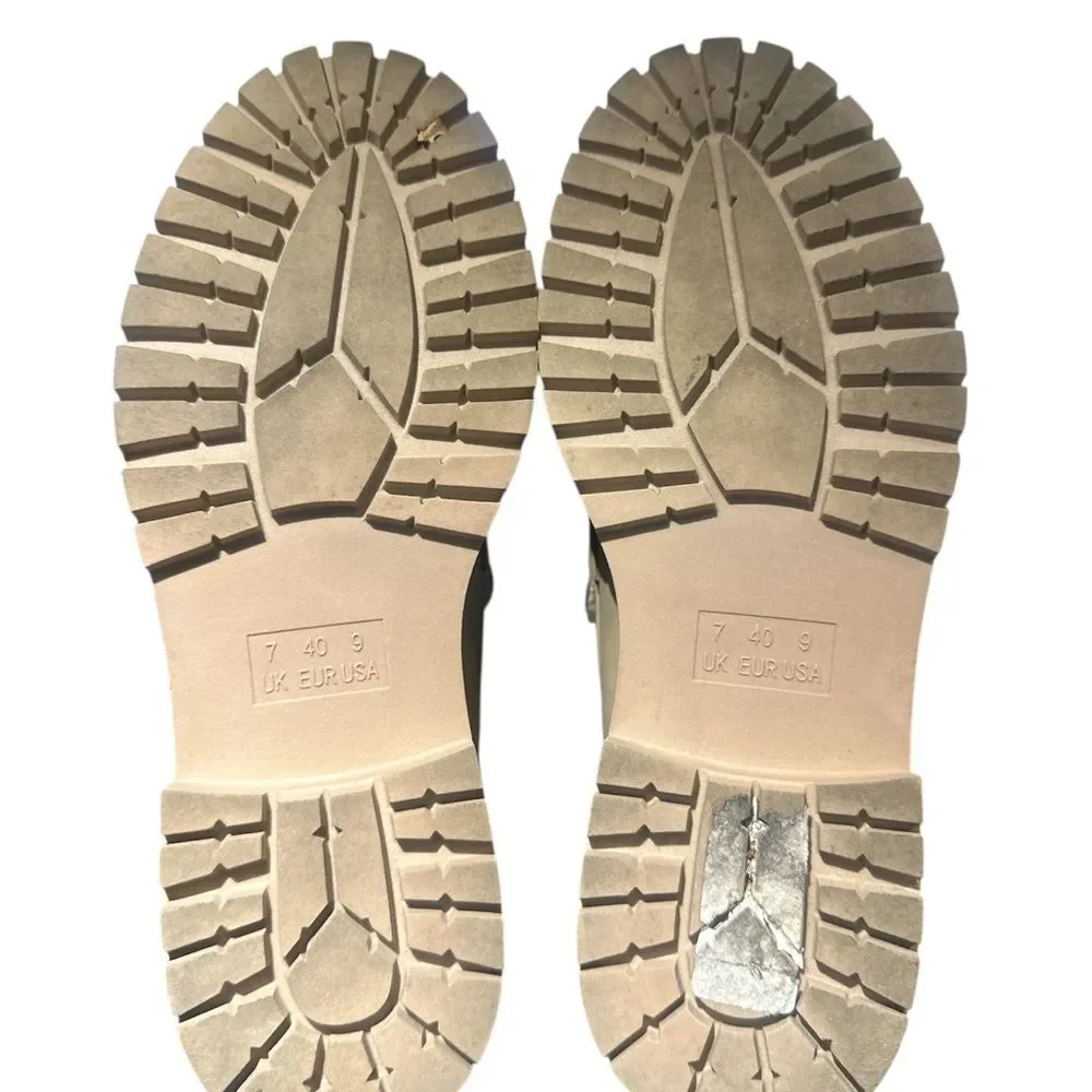 Primark Women's Size 9 Beige Faux Fur Lined Lug Sole Platform Loafers